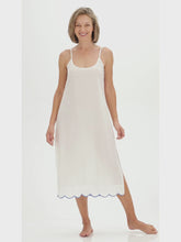Load and play video in Gallery viewer, White Slip Nightgown with blue scalloping
