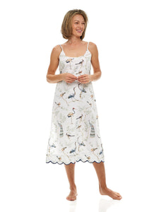 Birds of a Feather Print Slip Nightgown