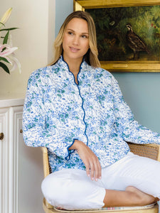 Blue Floral Fleece Jacket