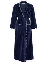Load image into Gallery viewer, Navy Cotton Velvet Classic Robe

