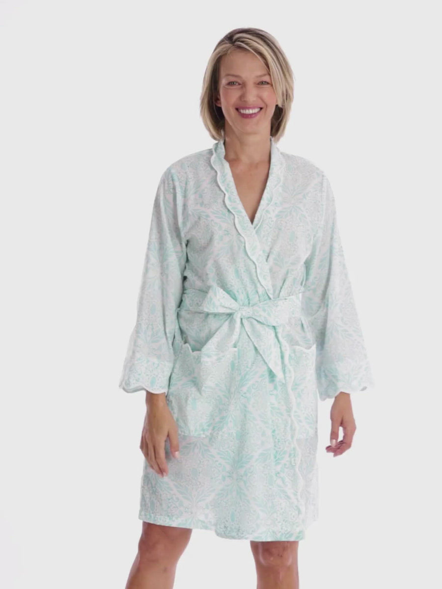Ice Blue Filigree Short Classic Robe – Heidi Carey