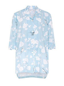 Pale Blue Gardenia Scalloped Nightshirt