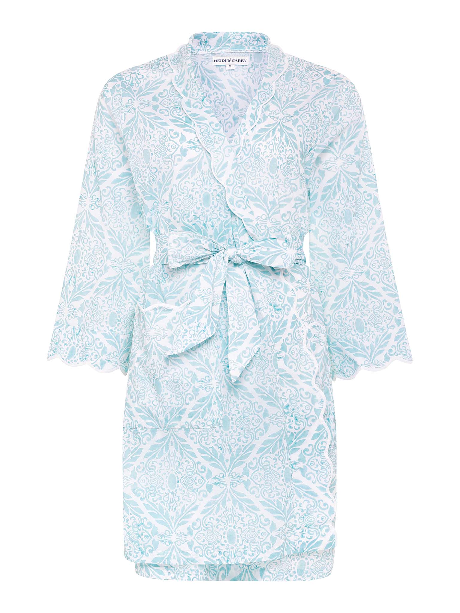 Ice Blue Filigree Short Classic Robe – Heidi Carey