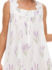 Lavender Print Gathered Nightgown