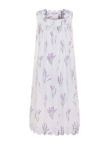 Lavender Print Gathered Nightgown