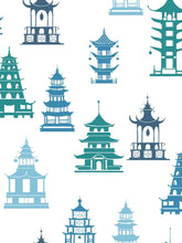 Load image into Gallery viewer, Blue/Green Pagoda Classic Robe