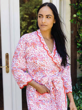 Load image into Gallery viewer, Pink Floral Pima Knit Short Classic Robe
