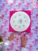 Load image into Gallery viewer, Pink Floral Scalloped Tablecloth
