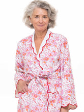 Load image into Gallery viewer, Pink Floral Terry Lined Classic Robe

